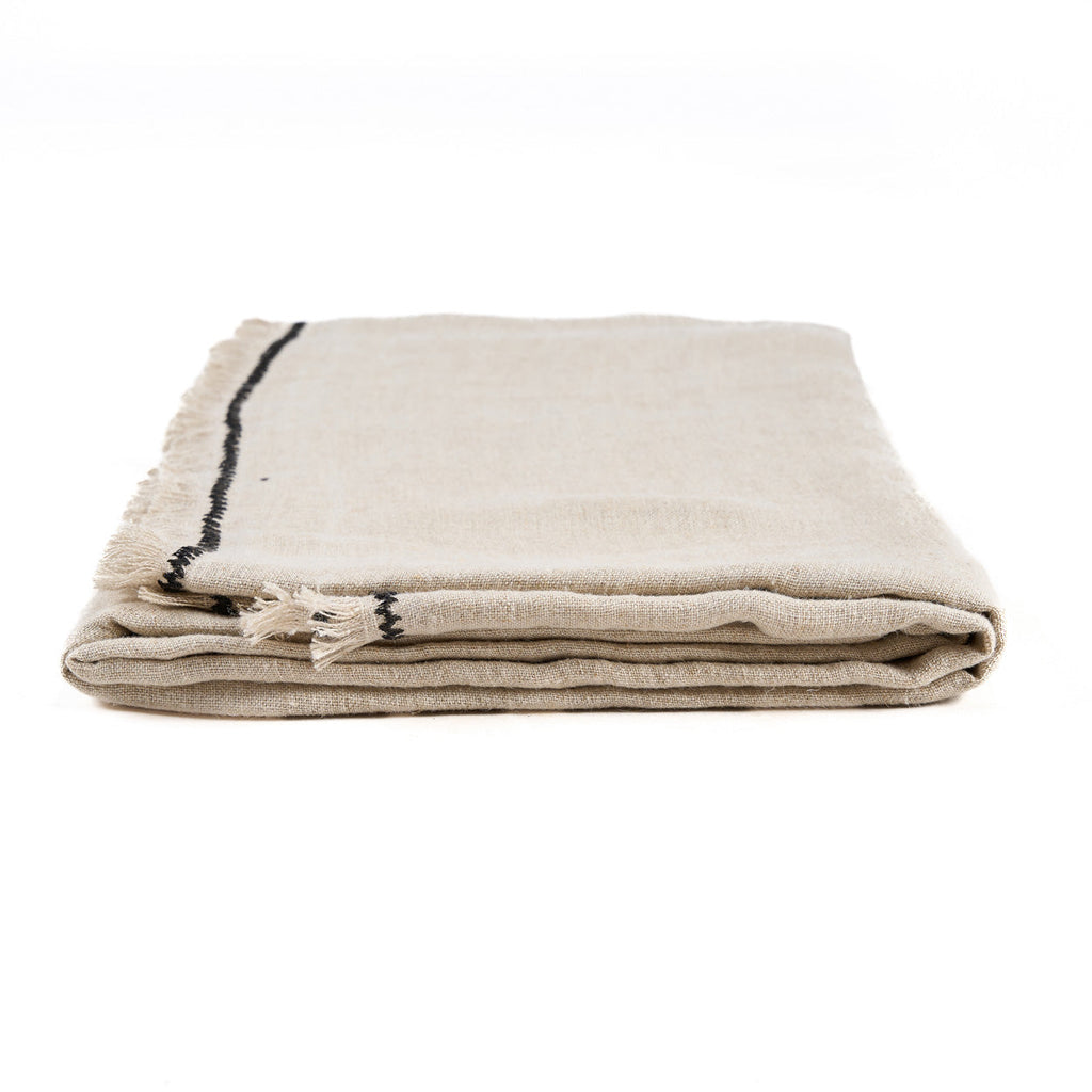 Bazar Bizar Linnen Tafelkleed Tuscany Naturel/Zwart 150 x 250 cm