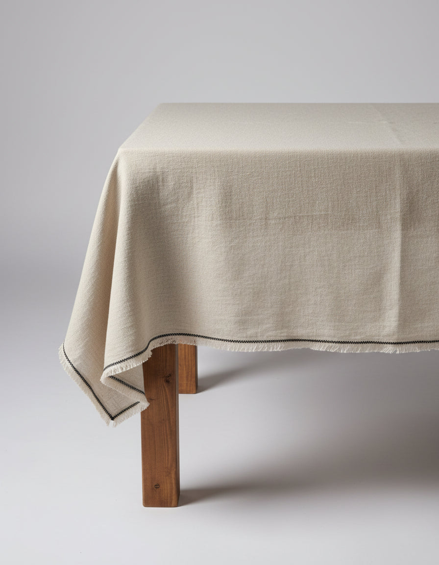 Bazar Bizar Linnen Tafelkleed Tuscany Naturel/Zwart 150 x 300 cm