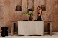 Bazar Bizar Linnen Tafelkleed Tuscany Naturel/Zwart 150 x 300 cm