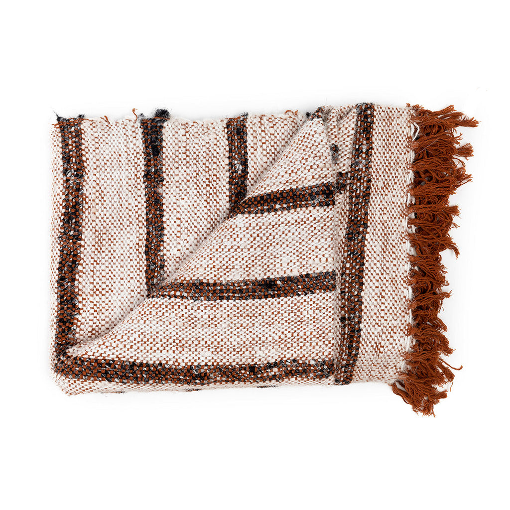 Bazar Bizar Plaid En Coton Please Blanc bohème 130 x 170 cm