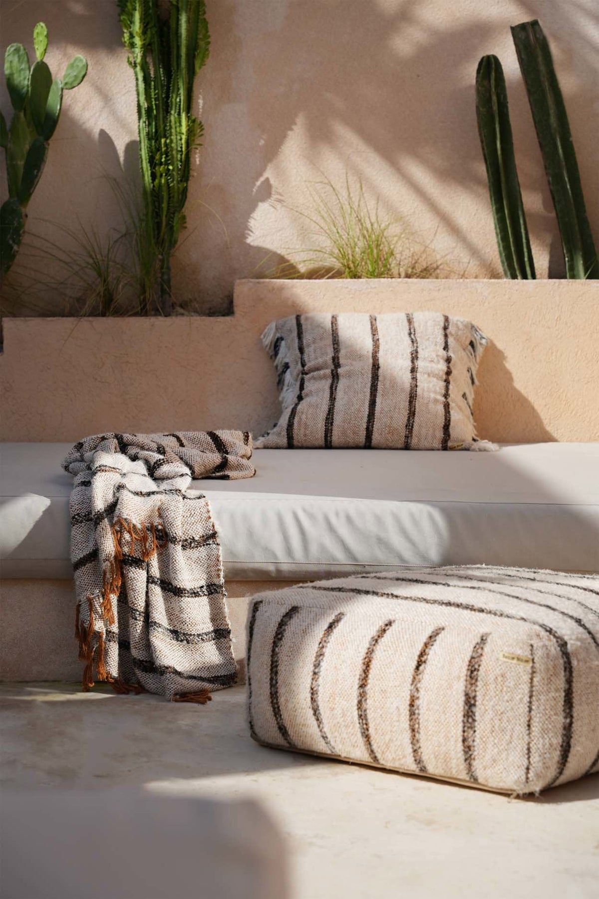 Bazar Bizar Plaid En Coton Please Blanc bohème 130 x 170 cm