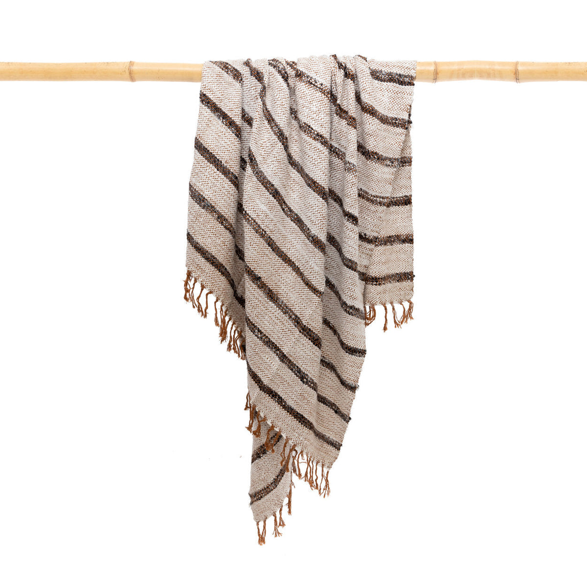 Bazar Bizar Plaid En Coton Please Blanc bohème 130 x 170 cm