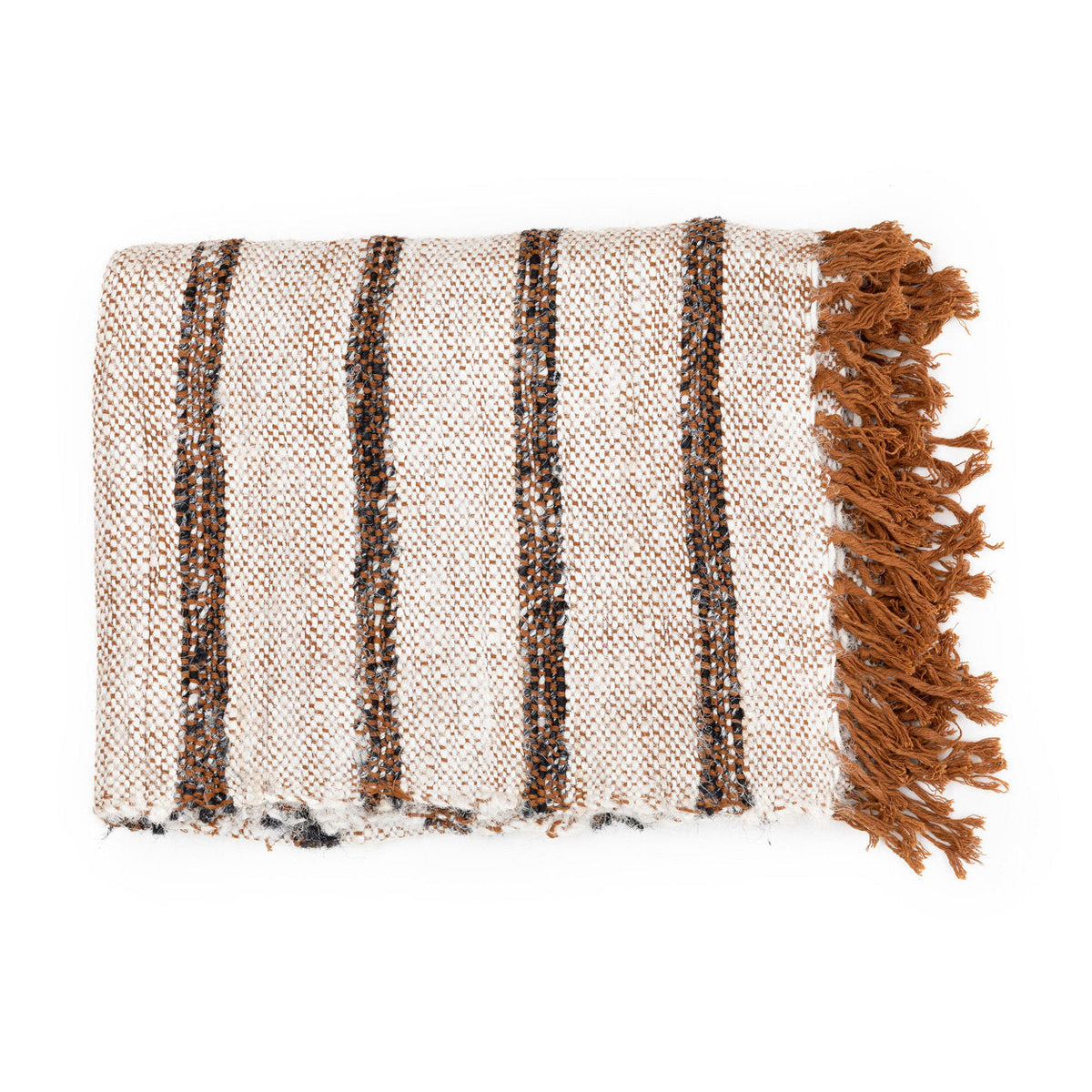 Bazar Bizar Plaid En Coton Please Blanc bohème 130 x 170 cm