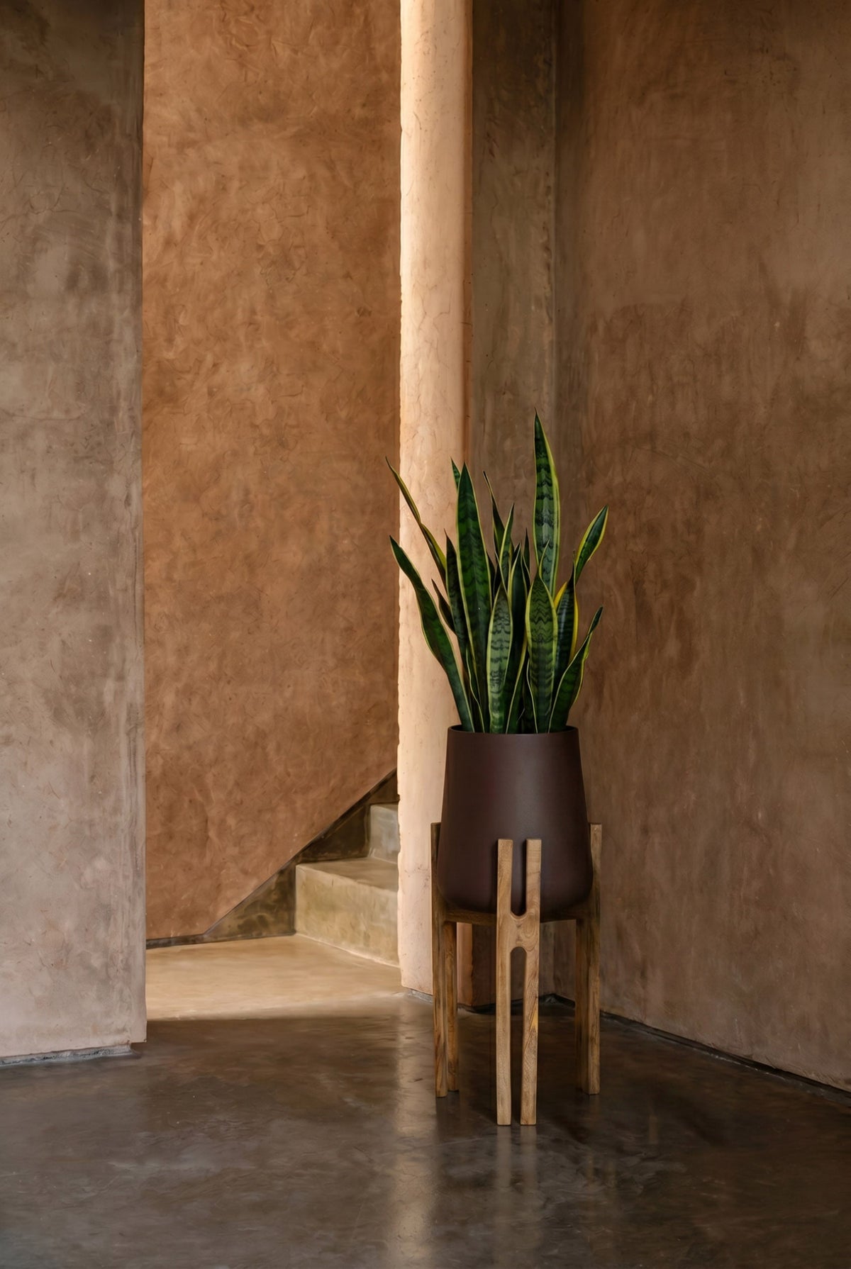 Bazar Bizar Betonnen Plantenpot Forked Root Naturel/Bruin 30 x 28 x 66 cm