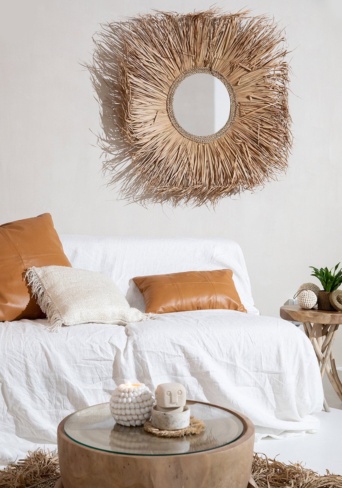Bazar Bizar Housse de coussin En Cuir Four Panel Camel 60 x 60 cm
