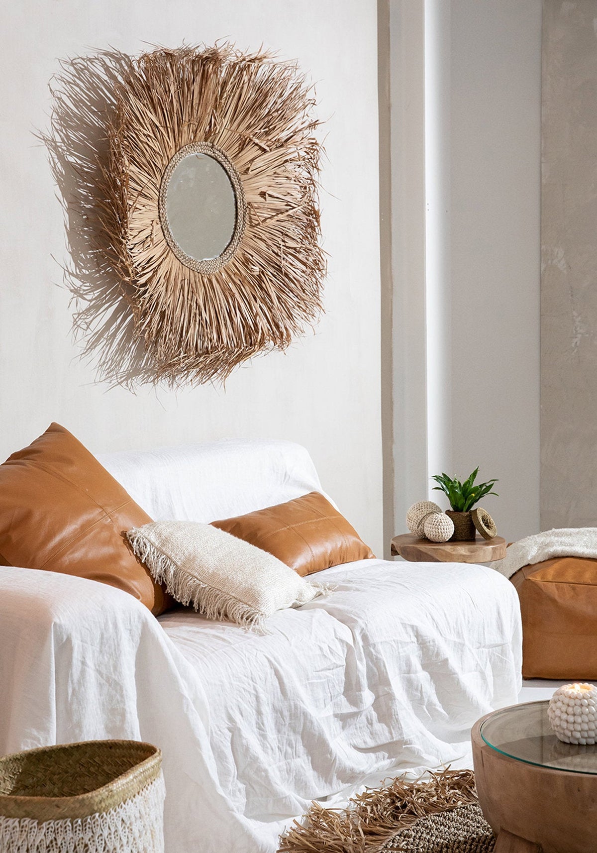 Bazar Bizar Housse de coussin En Cuir Four Panel Camel 60 x 60 cm