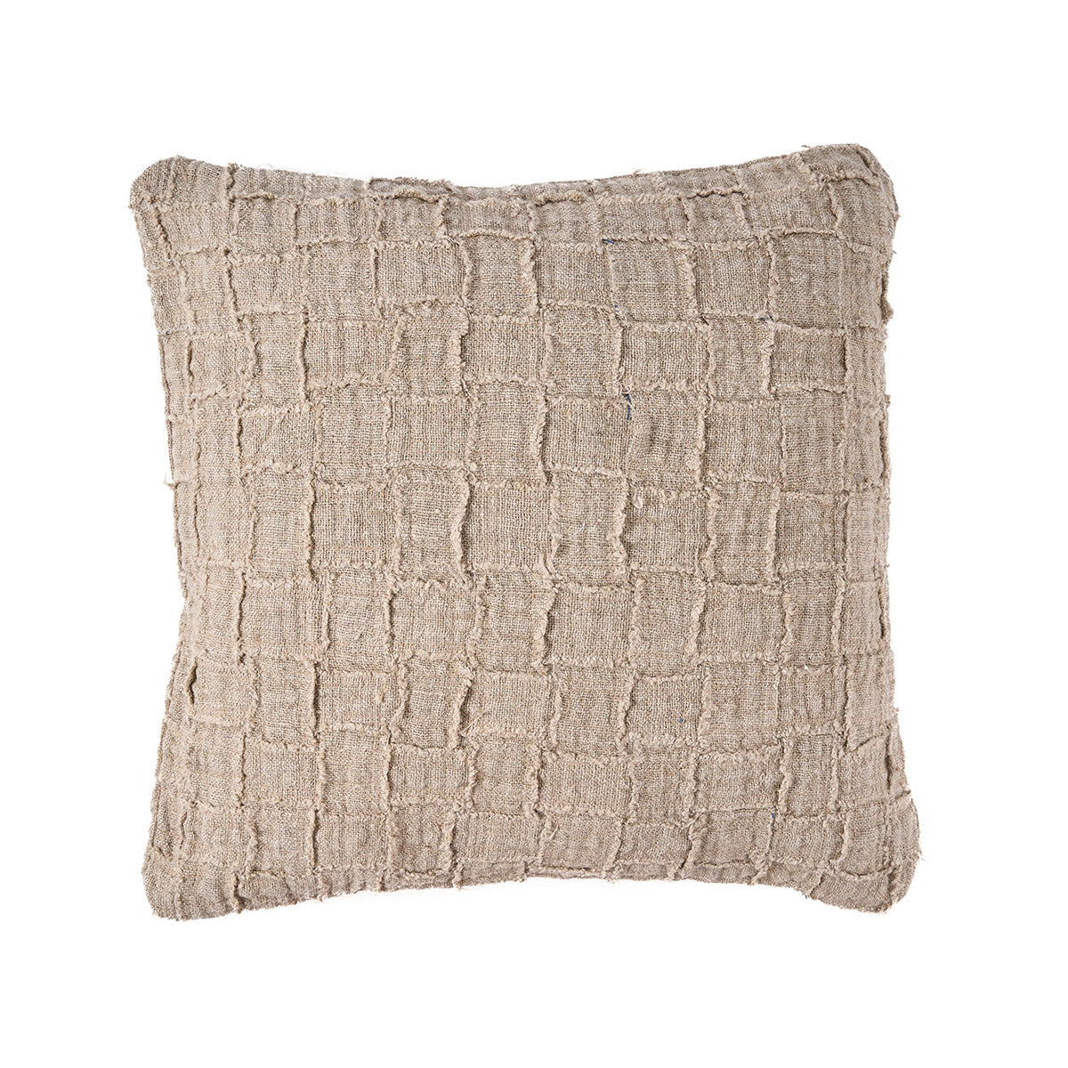 Bazar Bizar Housse de coussin En Lin Damier Naturel 50 x 50 cm