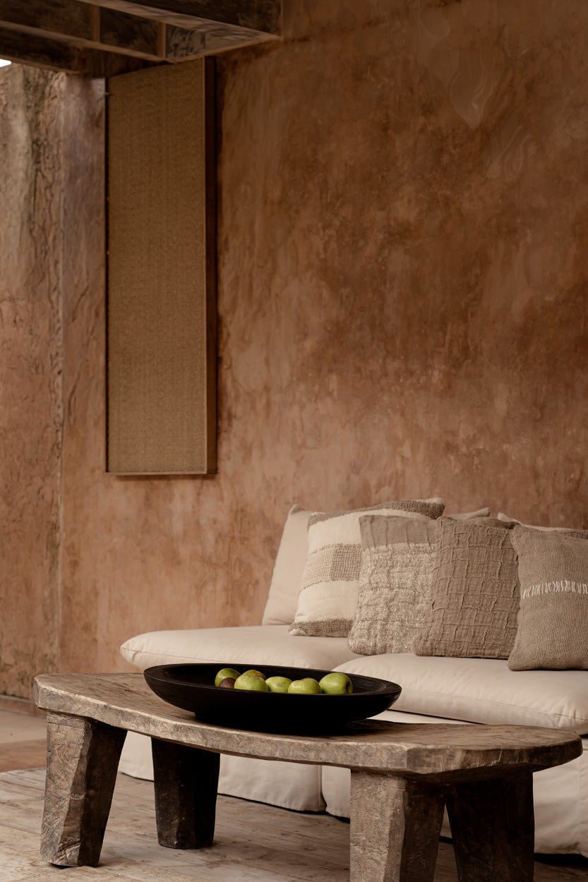 Bazar Bizar Housse de coussin En Lin Damier Naturel 50 x 50 cm