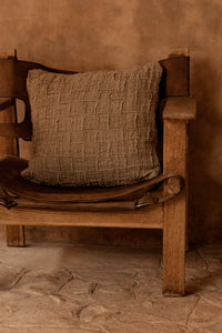 Bazar Bizar Housse de coussin En Lin Damier Naturel 50 x 50 cm