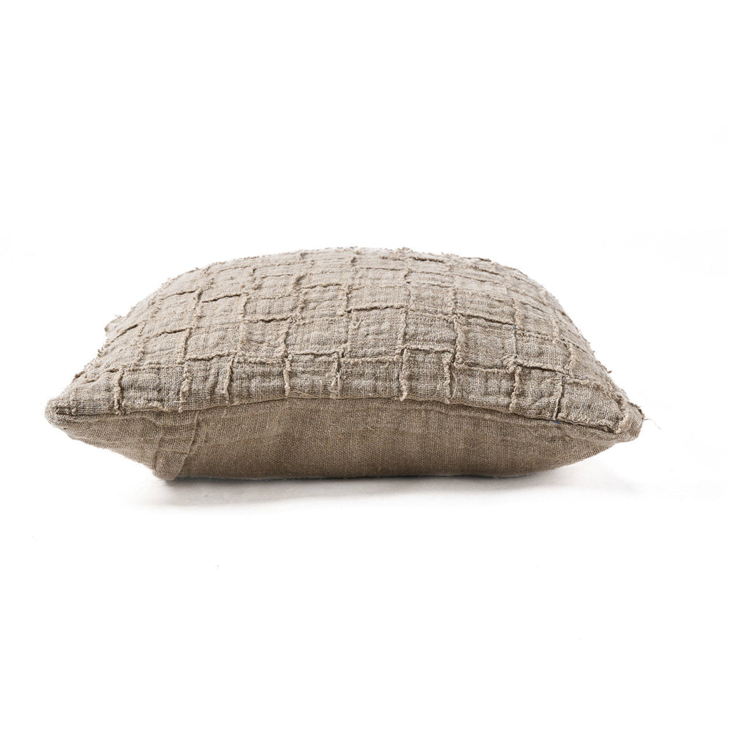 Bazar Bizar Housse de coussin En Lin Damier Naturel 50 x 50 cm