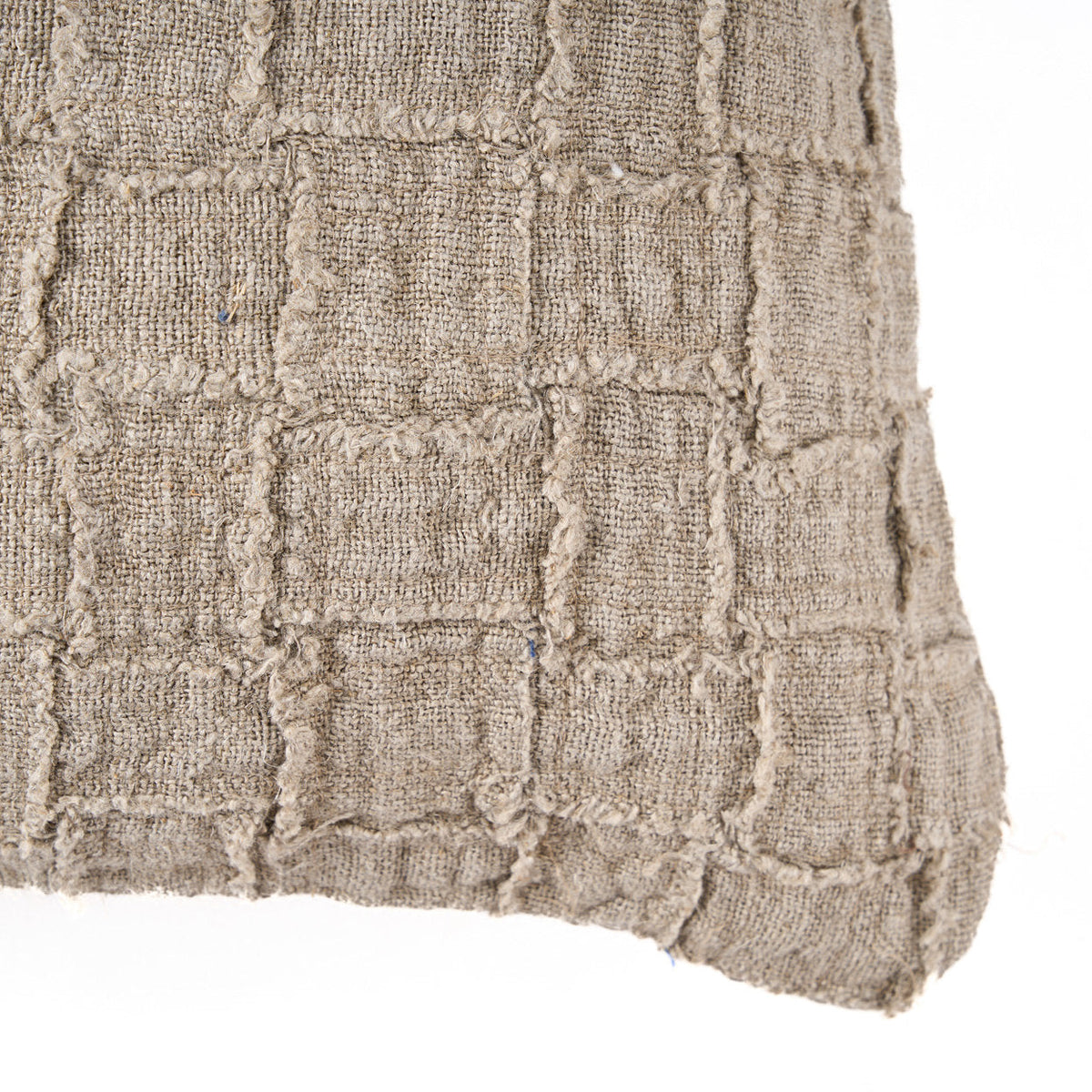 Bazar Bizar Housse de coussin En Lin Damier Naturel 50 x 50 cm