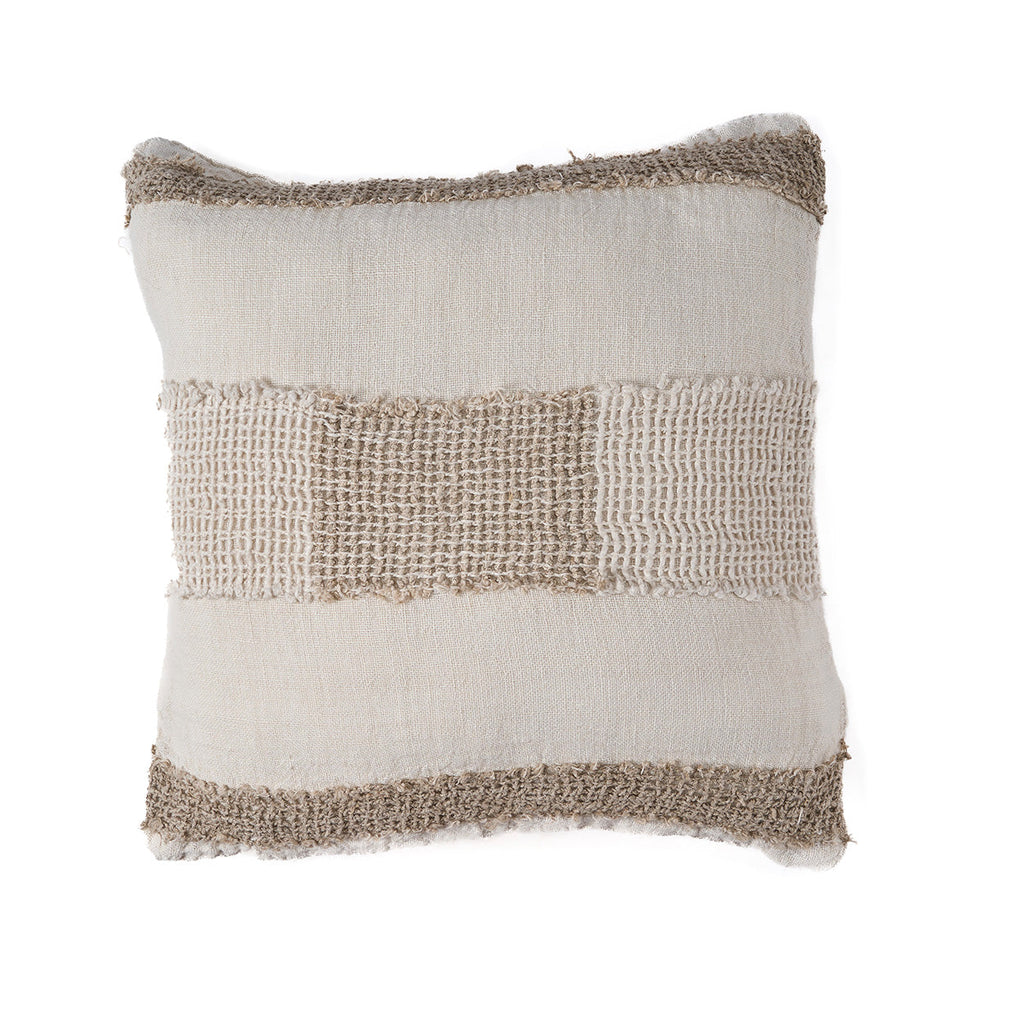 Bazar Bizar Housse de coussin En Lin Threads Naturel/Blanc 50 x 50 cm