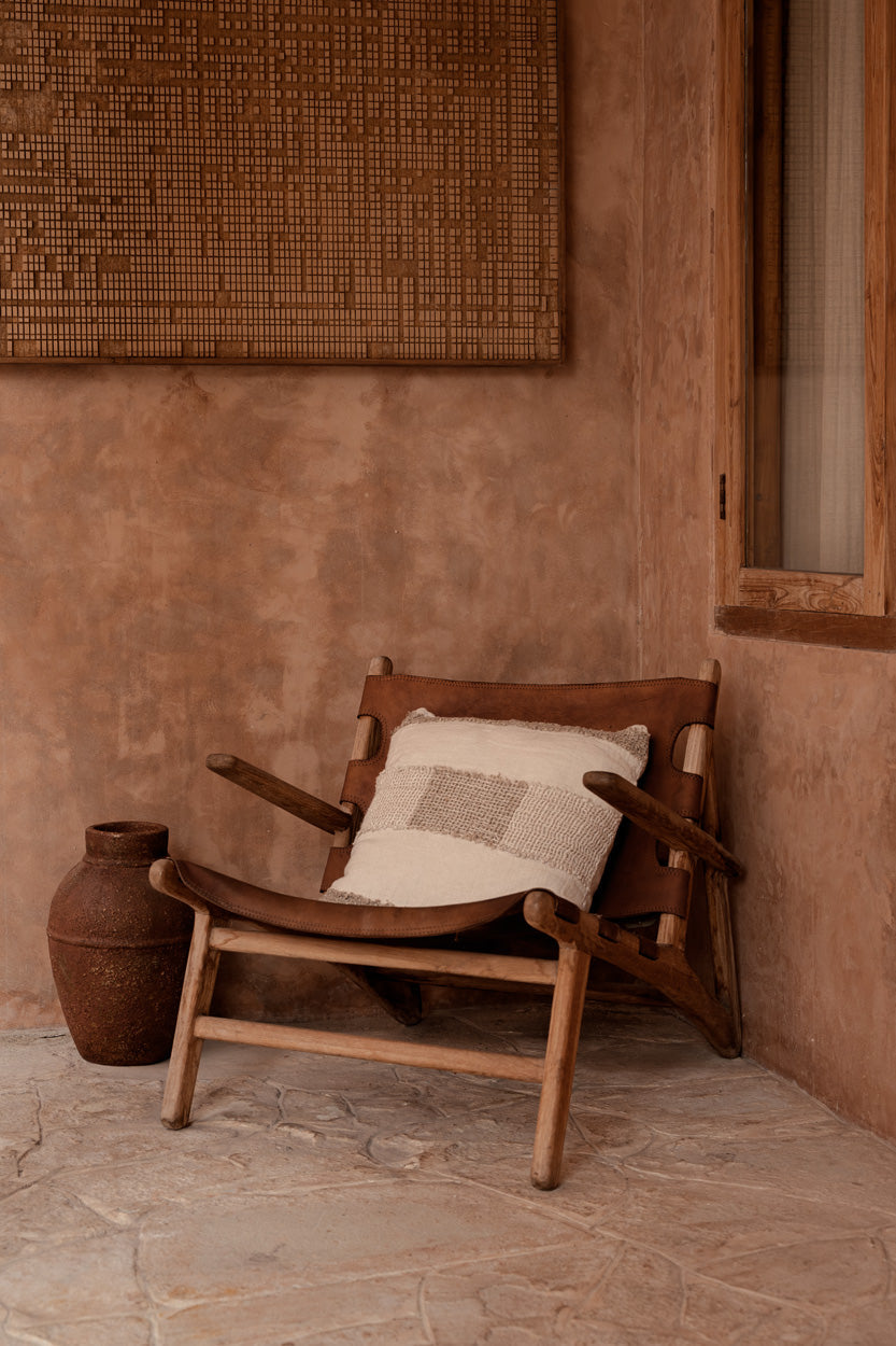 Bazar Bizar Linnen Kussenhoes Threads Naturel/Wit 50 x 50 cm
