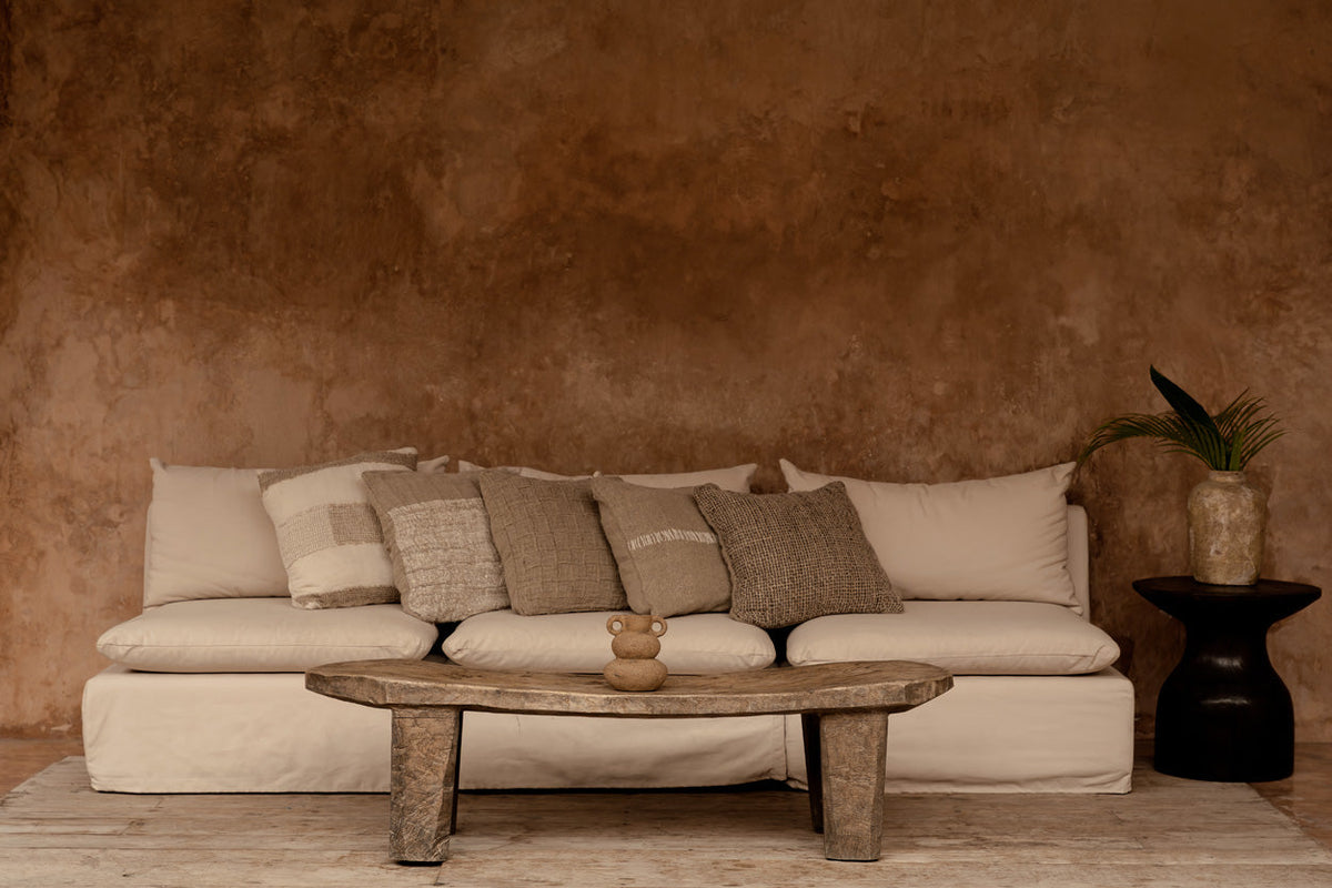 Bazar Bizar Linnen Kussenhoes Threads Naturel/Wit 50 x 50 cm