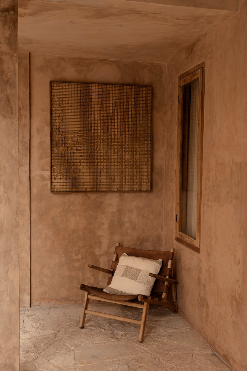 Bazar Bizar Linnen Kussenhoes Threads Naturel/Wit 50 x 50 cm