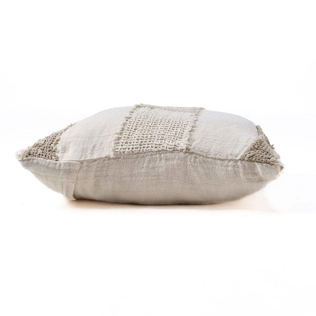 Bazar Bizar Housse de coussin En Lin Threads Naturel/Blanc 50 x 50 cm