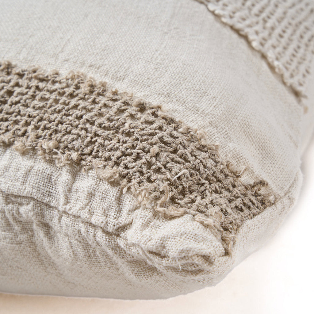Bazar Bizar Housse de coussin En Lin Threads Naturel/Blanc 50 x 50 cm