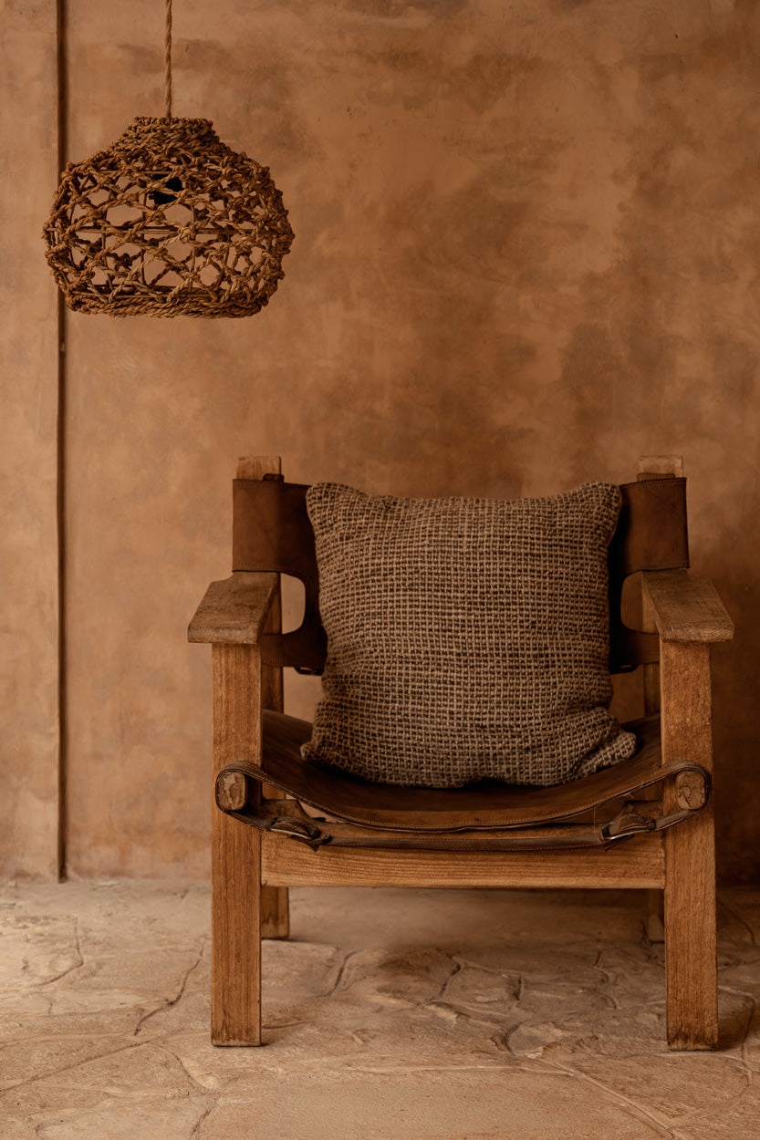 Bazar Bizar Housse de coussin En Lin Grain Naturel/Noir 50 x 50 cm