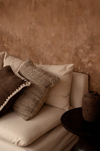 Bazar Bizar Housse de coussin En Lin Grain Naturel/Noir 50 x 50 cm