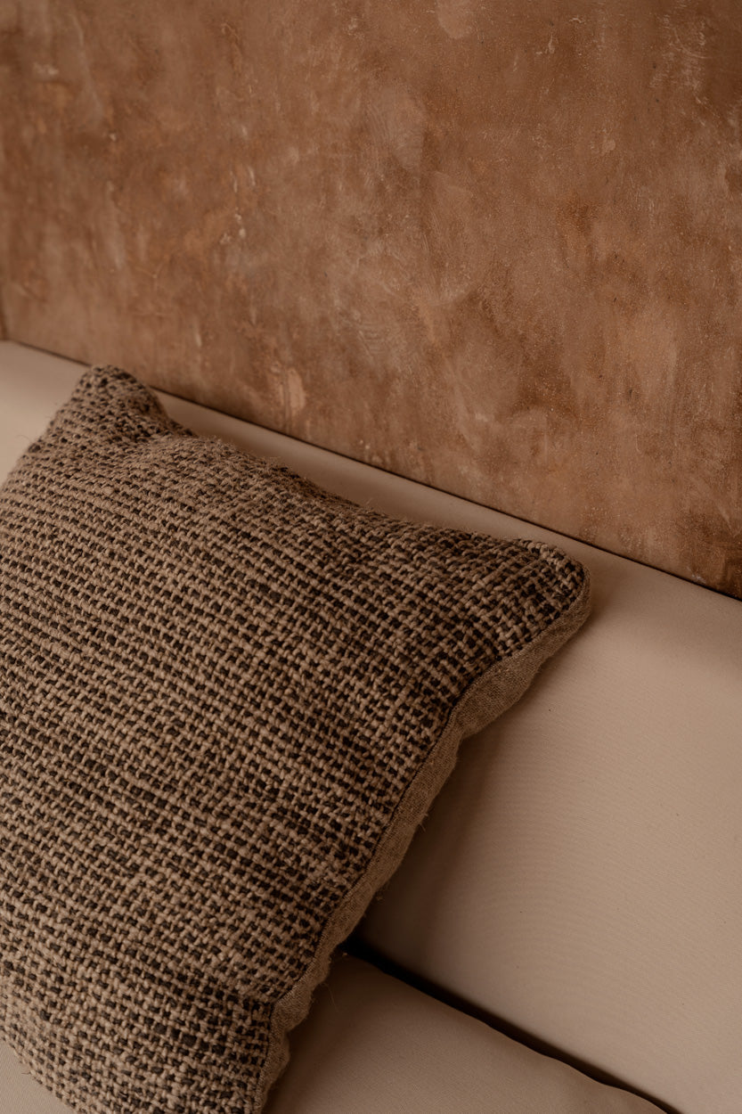 Bazar Bizar Housse de coussin En Lin Grain Naturel/Noir 50 x 50 cm