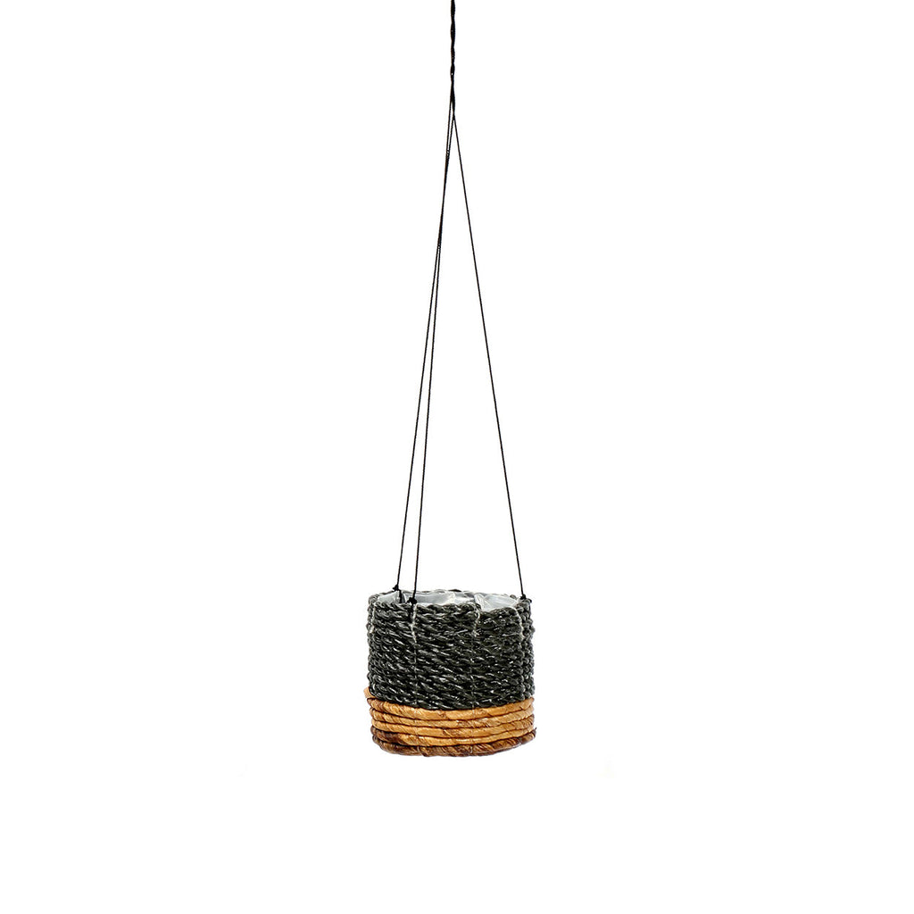 Bazar Bizar Bananenblad Plantenhanger Banana Naturel/Zwart Ø11 x H10 cm