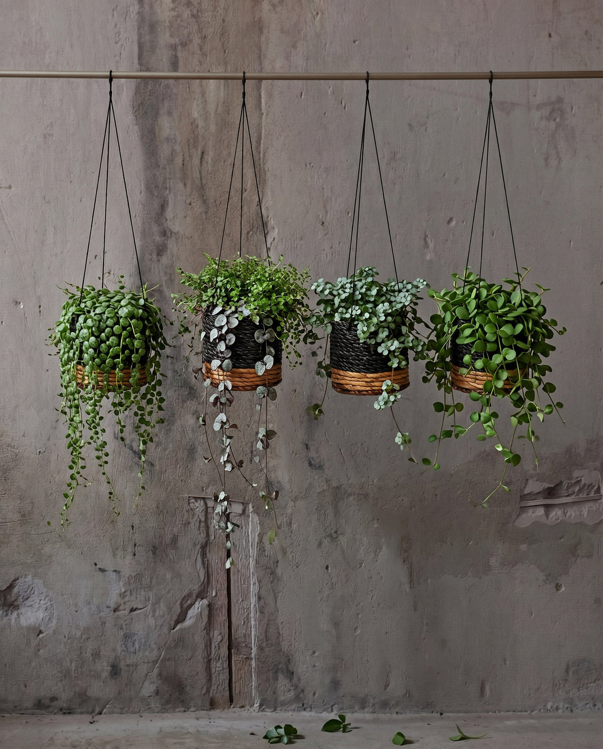 Bazar Bizar Bananenblad Plantenhanger Banana Naturel/Zwart Ø11 x H10 cm