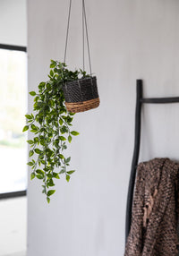 Bazar Bizar Bananenblad Plantenhanger Banana Naturel/Zwart Ø11 x H10 cm
