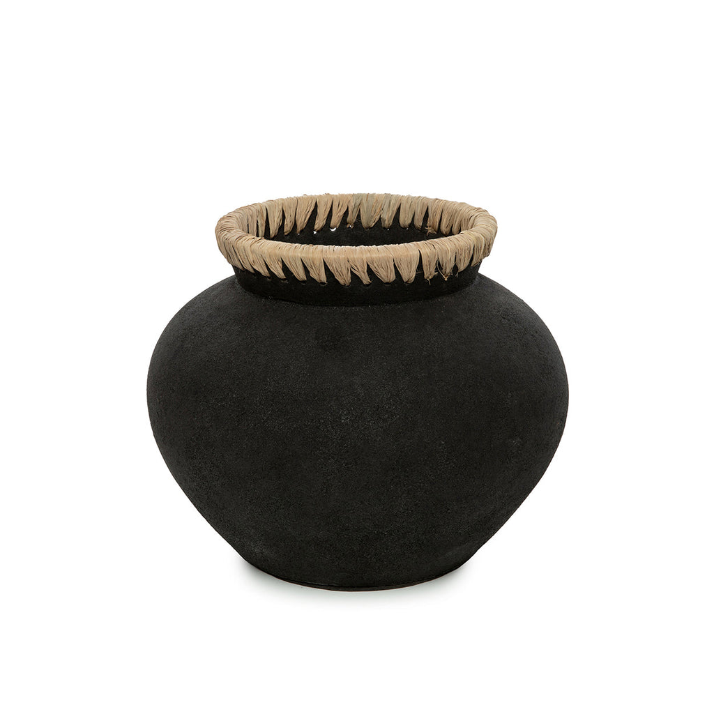 Bazar Bizar Vase En Terre Cuite Styly Noir/Naturel Ø29 x H23 cm