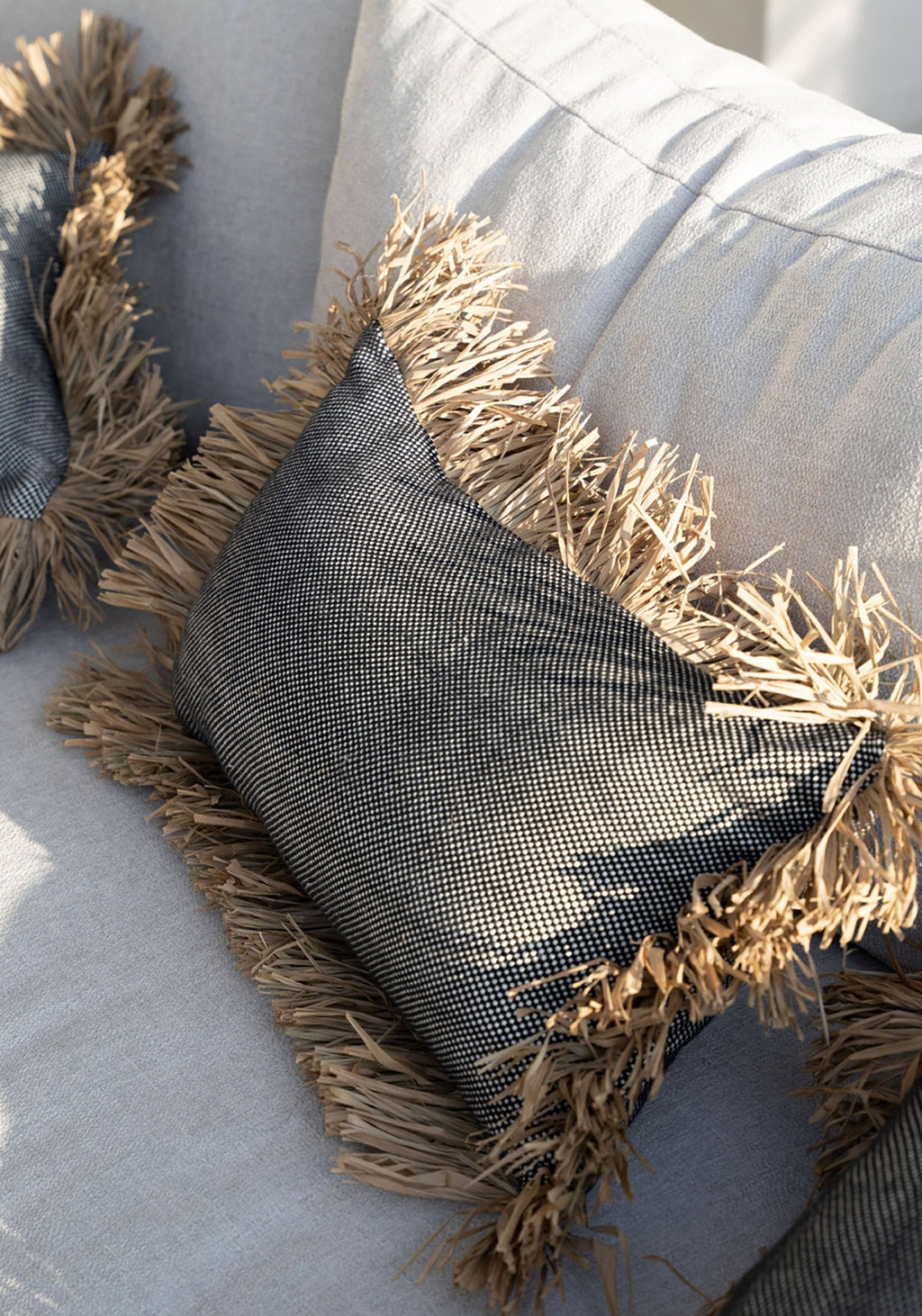 Bazar Bizar Housse de coussin En Coton Bonita Naturel/Noir 50 x 30 cm