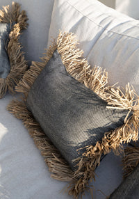 Bazar Bizar Housse de coussin En Coton Bonita Naturel/Noir 50 x 30 cm