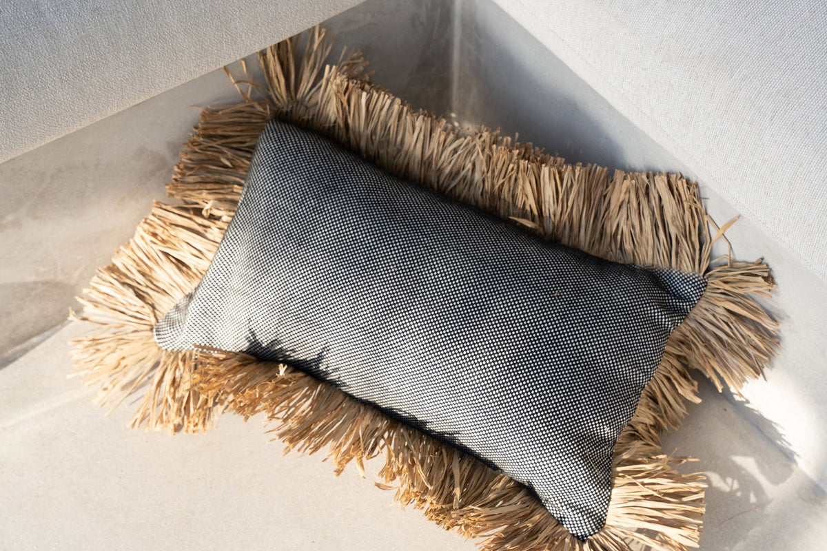 Bazar Bizar Housse de coussin En Coton Bonita Naturel/Noir 50 x 30 cm