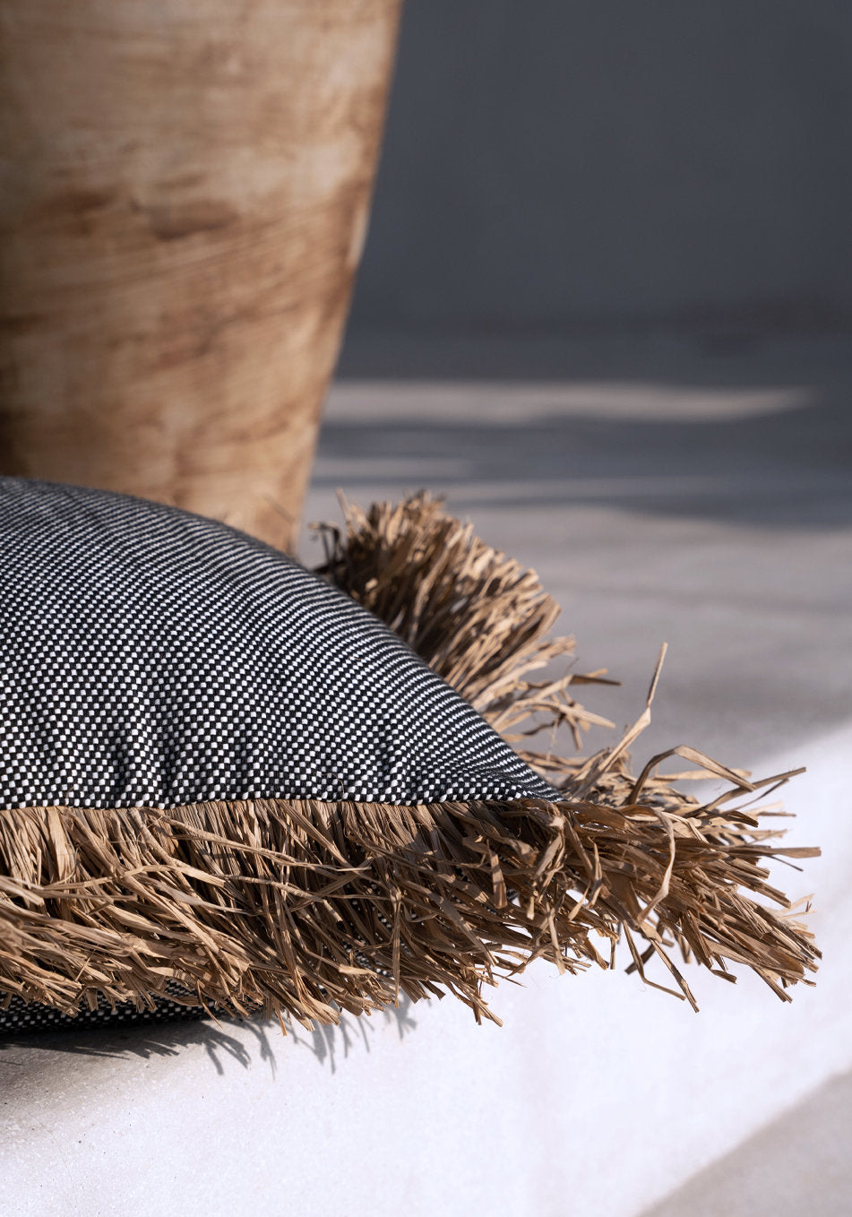 Bazar Bizar Housse de coussin En Coton Bonita Naturel/Noir 40 x 40 cm