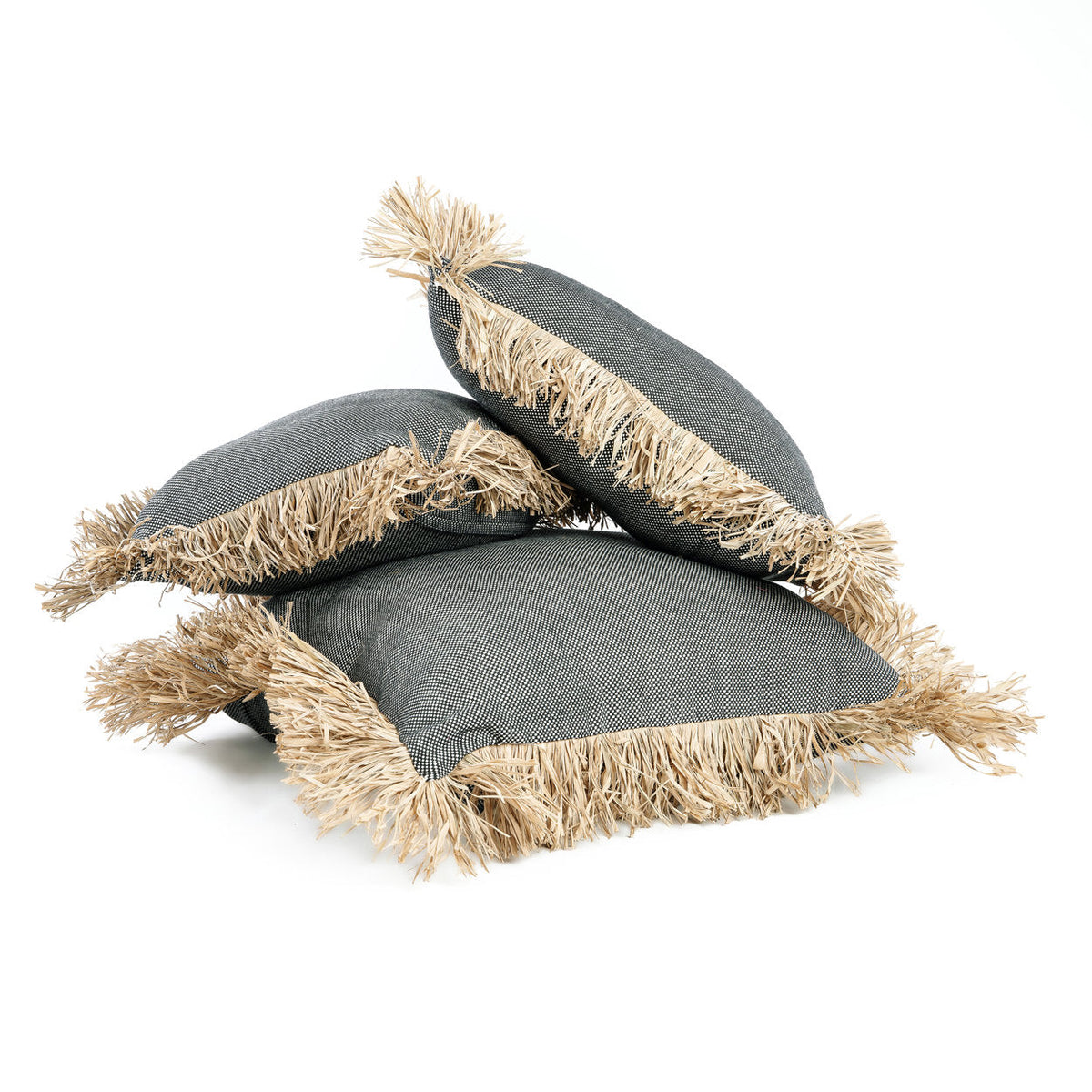 Bazar Bizar Housse de coussin En Coton Bonita Naturel/Noir 40 x 40 cm