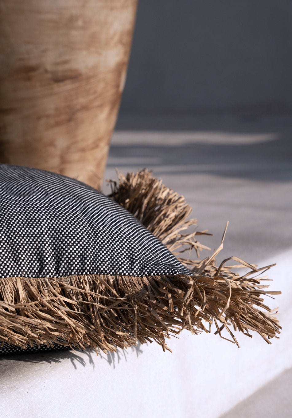 Bazar Bizar Housse de coussin En Coton Bonita Naturel/Noir 60 x 60 cm