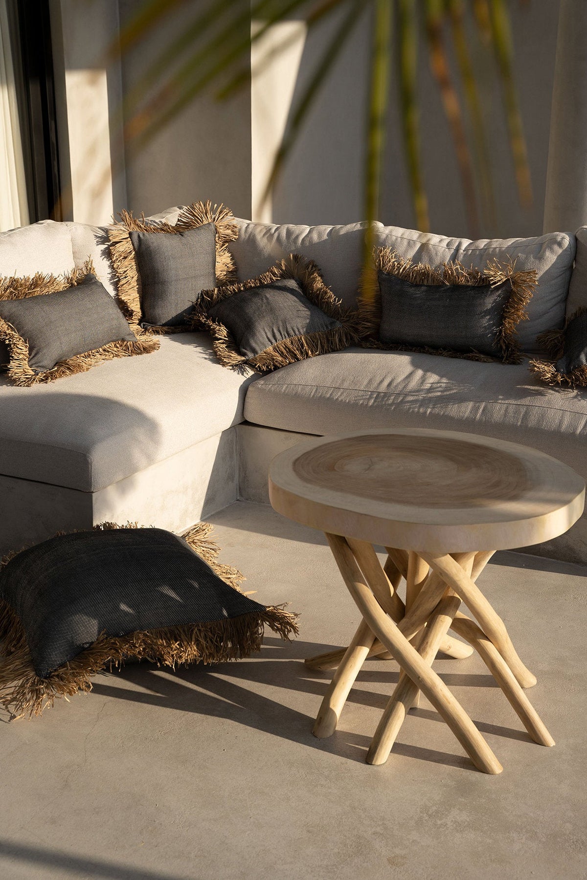 Bazar Bizar Housse de coussin En Coton Bonita Naturel/Noir 60 x 60 cm