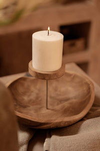 Bazar Bizar Teakhouten Kandelaar Naturel Ø29 x H11 cm