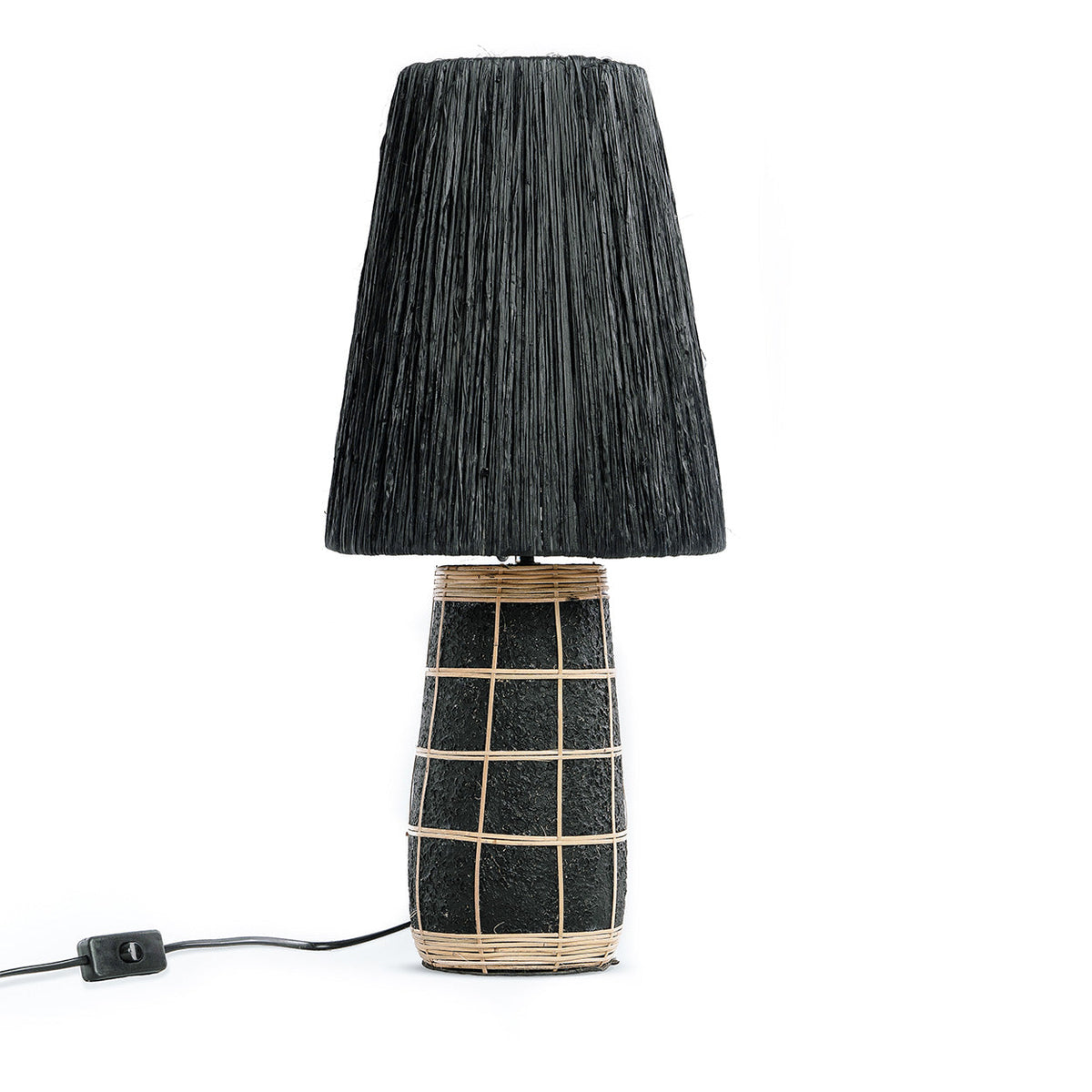 Bazar Bizar Terracotta Tafellamp Naxos Zwart/Naturel Ø25 x H56 cm