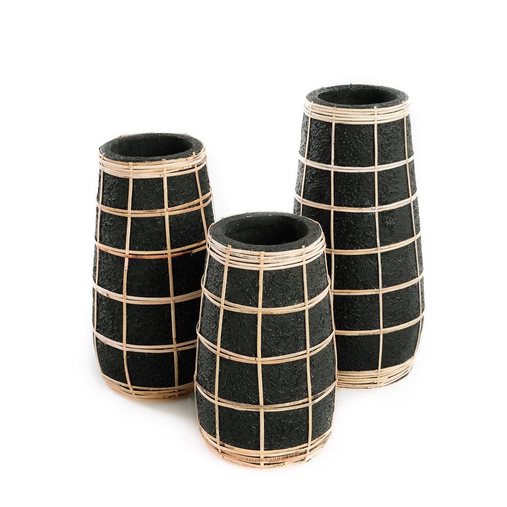 Bazar Bizar Vase En Terre Cuite Cutie Noir/Naturel Ø14 x H31 cm