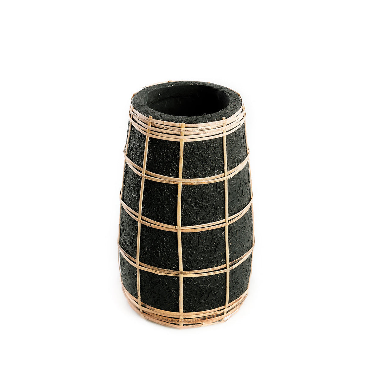 Bazar Bizar Vase En Terre Cuite Cutie Noir/Naturel Ø14 x H22 cm