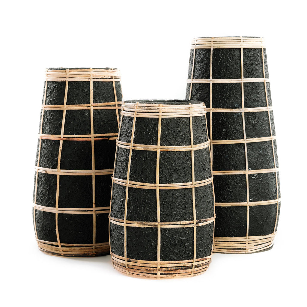 Bazar Bizar Vase En Terre Cuite Cutie Noir/Naturel Ø14 x H22 cm