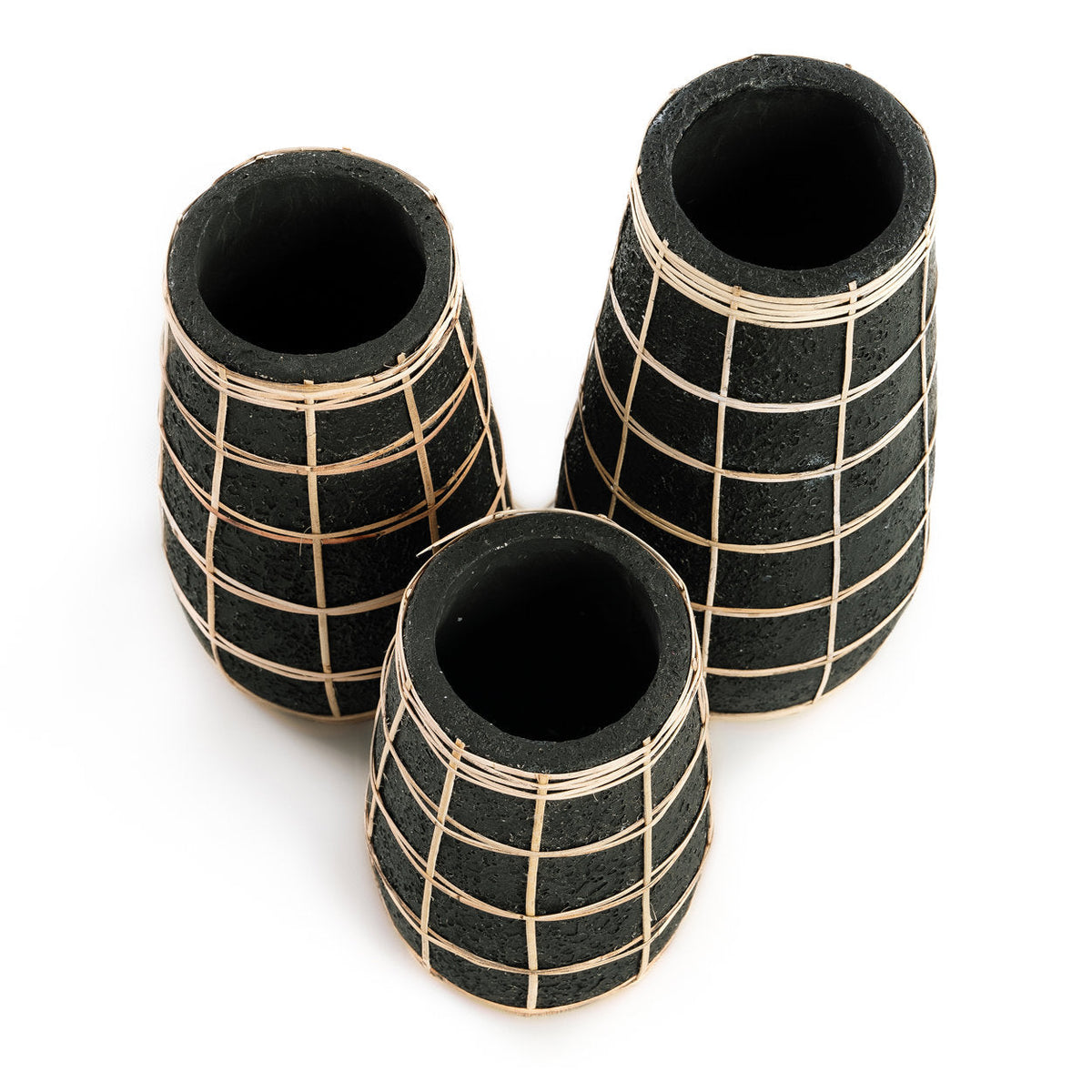 Bazar Bizar Vase En Terre Cuite Cutie Noir/Naturel Ø14 x H22 cm