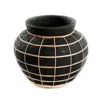 Bazar Bizar Vase En Terre Cuite Belly Noir/Naturel Ø33 x H27 cm