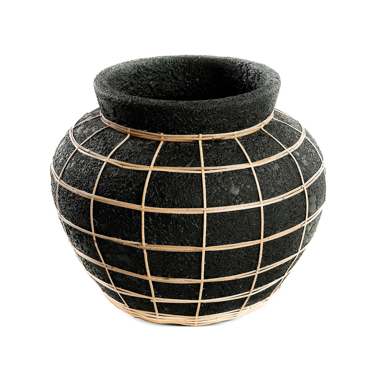 Bazar Bizar Vase En Terre Cuite Belly Noir/Naturel Ø33 x H27 cm