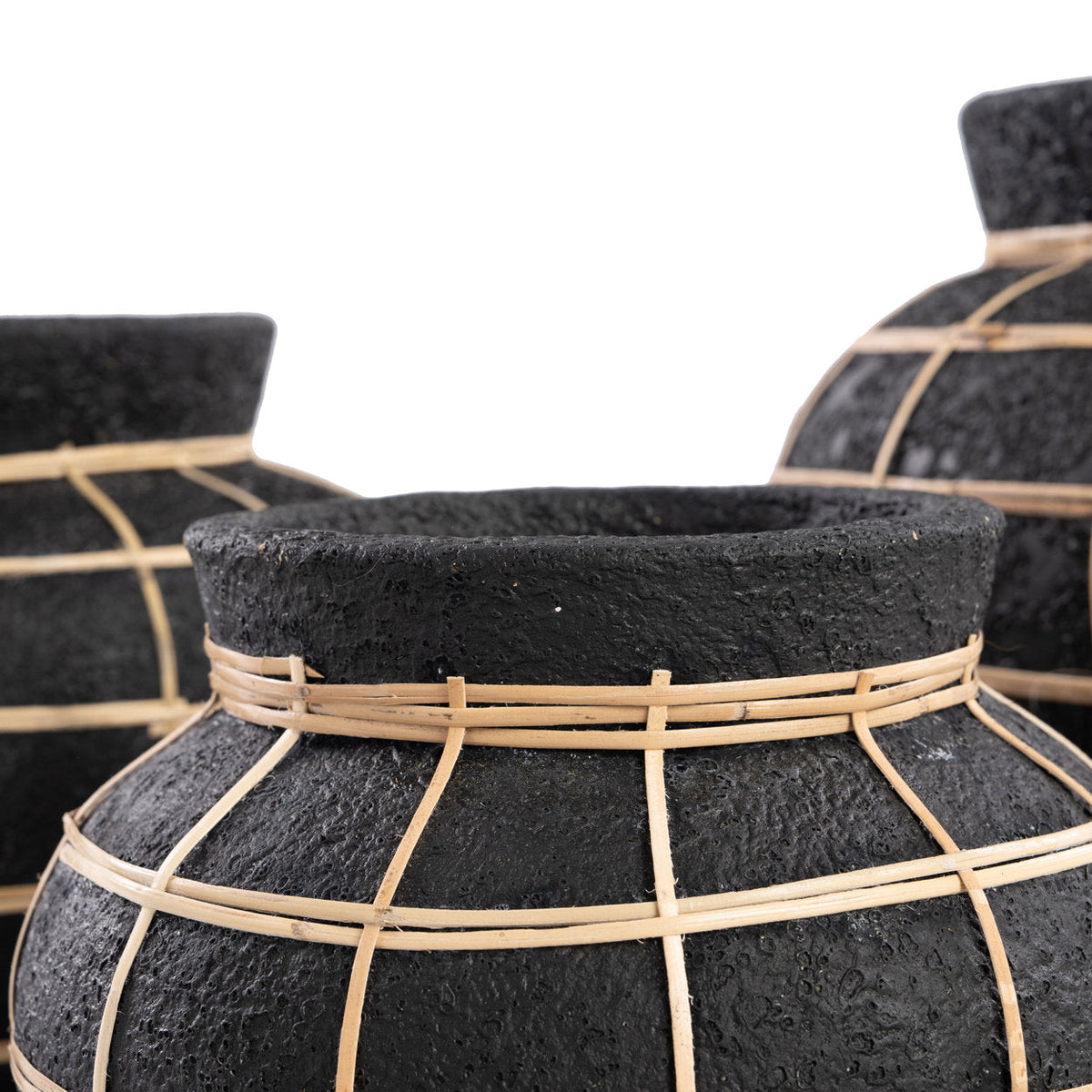 Bazar Bizar Vase En Terre Cuite Belly Noir/Naturel Ø33 x H27 cm