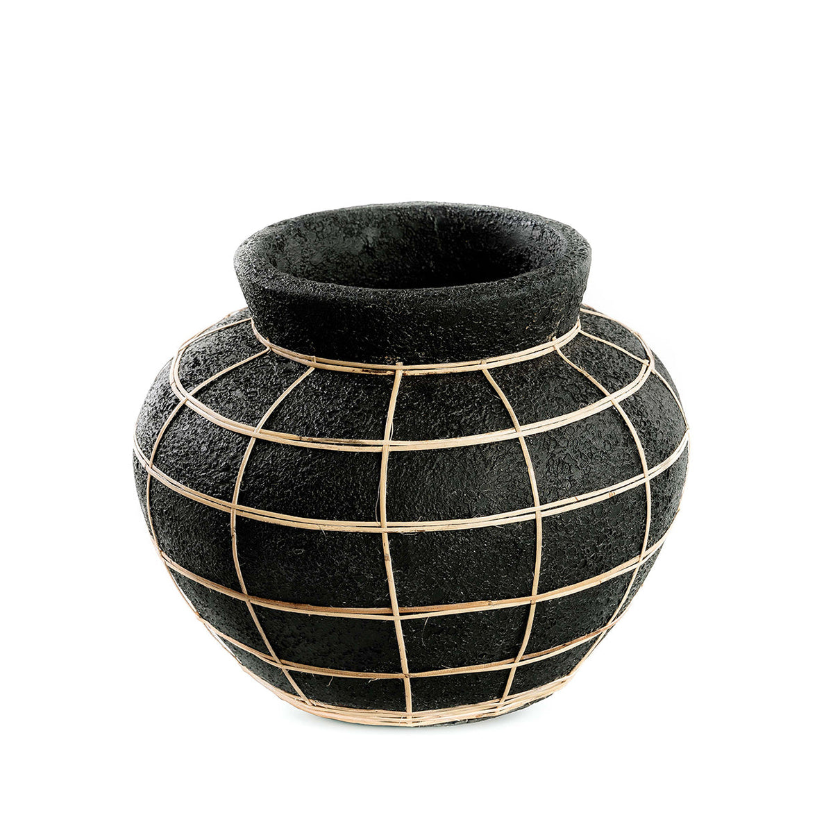 Bazar Bizar Terracotta Vaas Belly Zwart/Naturel Ø29 x H23 cm
