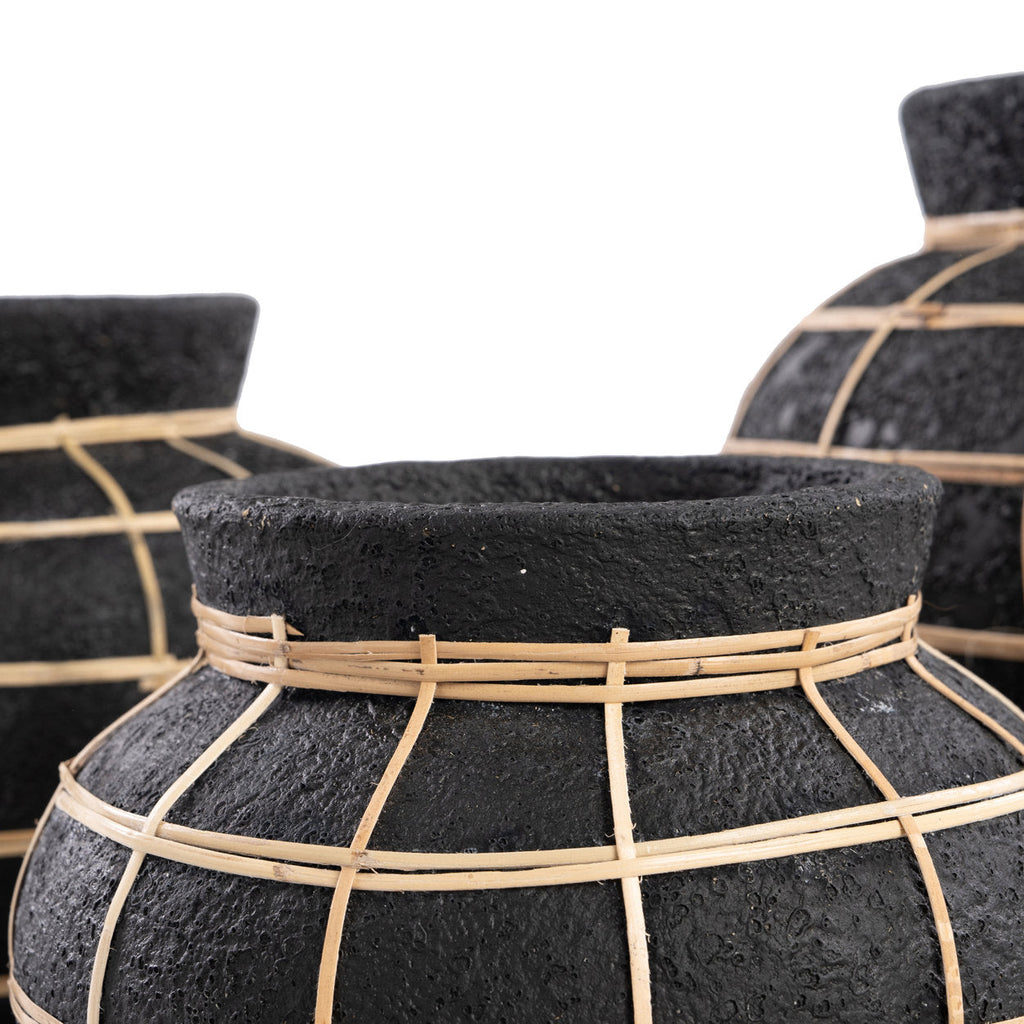 Bazar Bizar Vase En Terre Cuite Belly Noir/Naturel Ø29 x H23 cm
