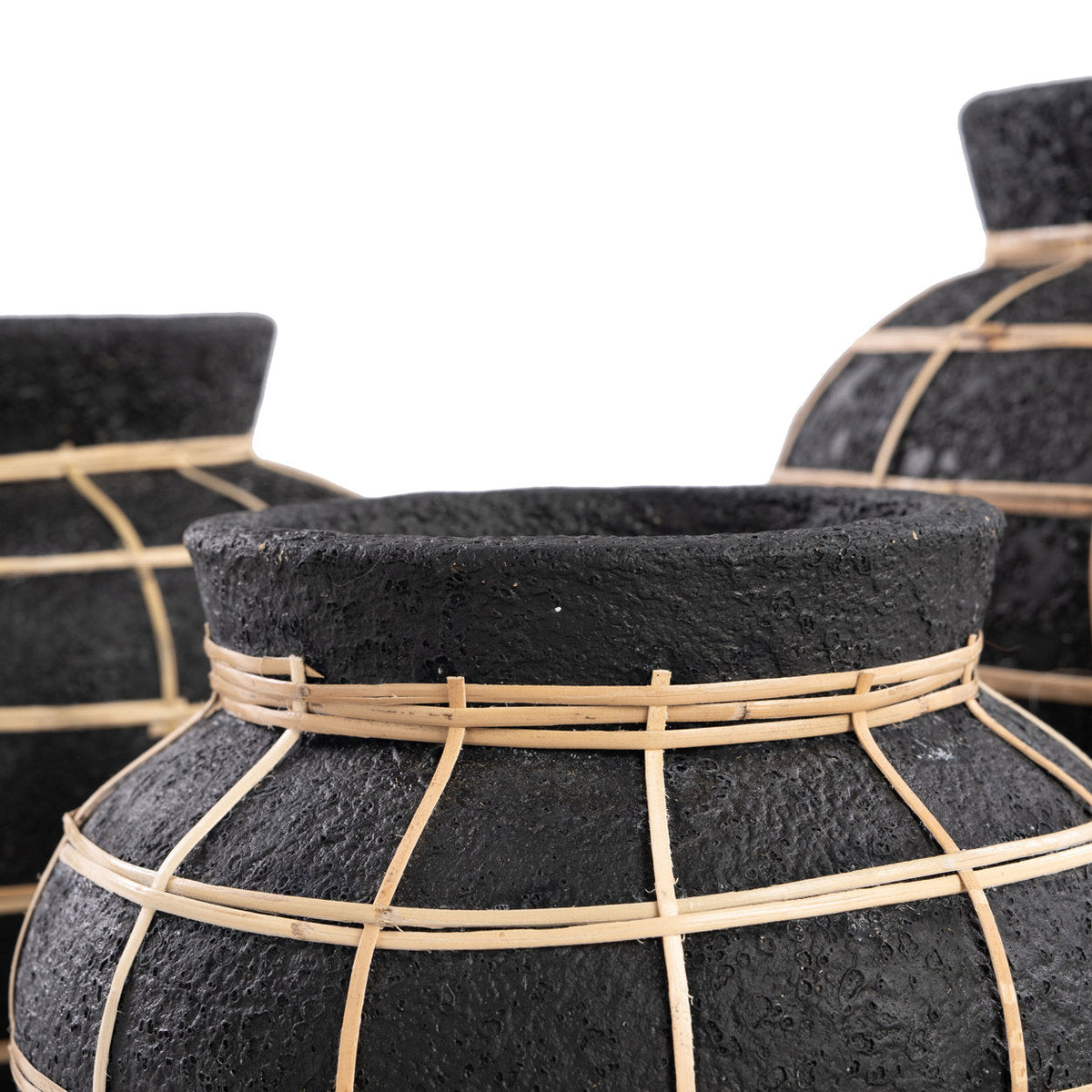 Bazar Bizar Vase En Terre Cuite Belly Noir/Naturel Ø29 x H23 cm
