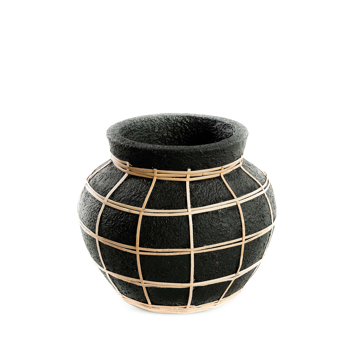 Bazar Bizar Vase En Terre Cuite Belly Noir/Naturel Ø25 x H19 cm