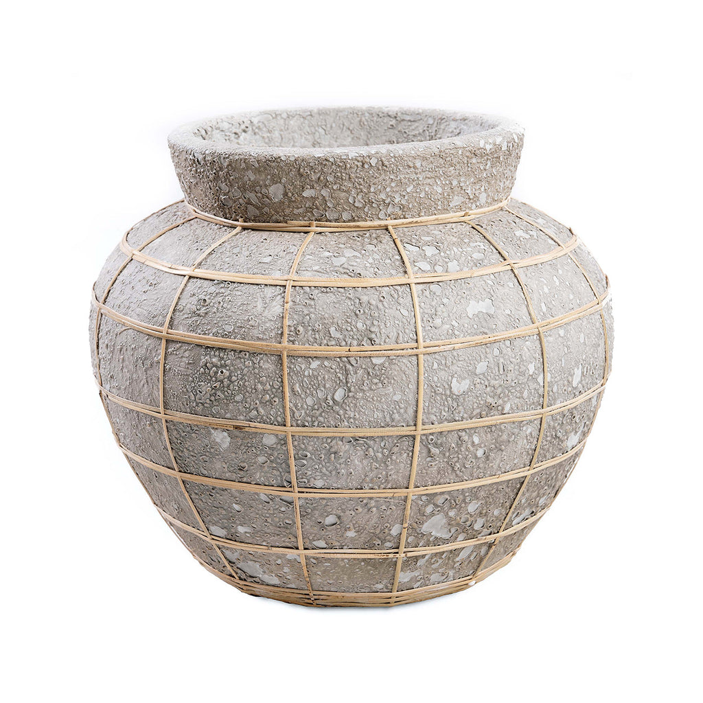 Bazar Bizar Vase En Terre Cuite Belly Béton/Naturel Ø33 x H27 cm