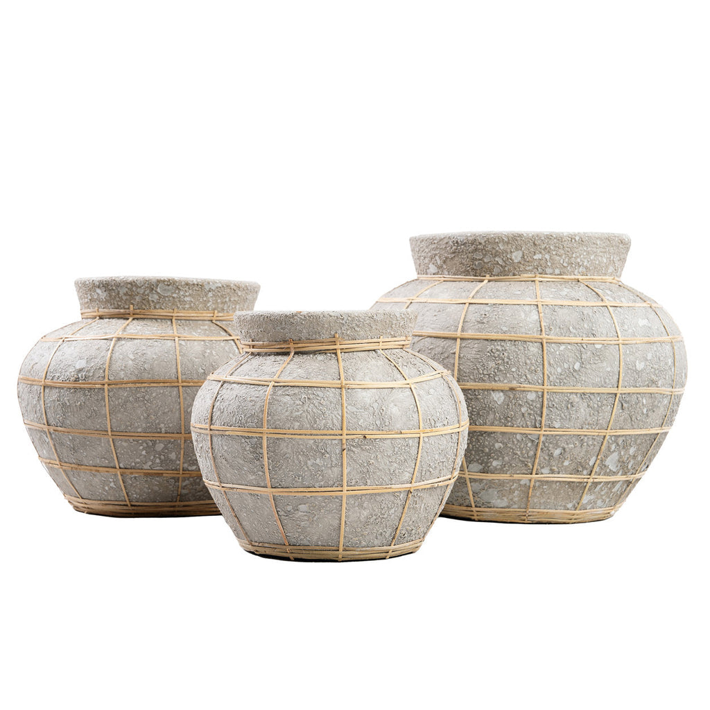 Bazar Bizar Vase En Terre Cuite Belly Béton/Naturel Ø33 x H27 cm